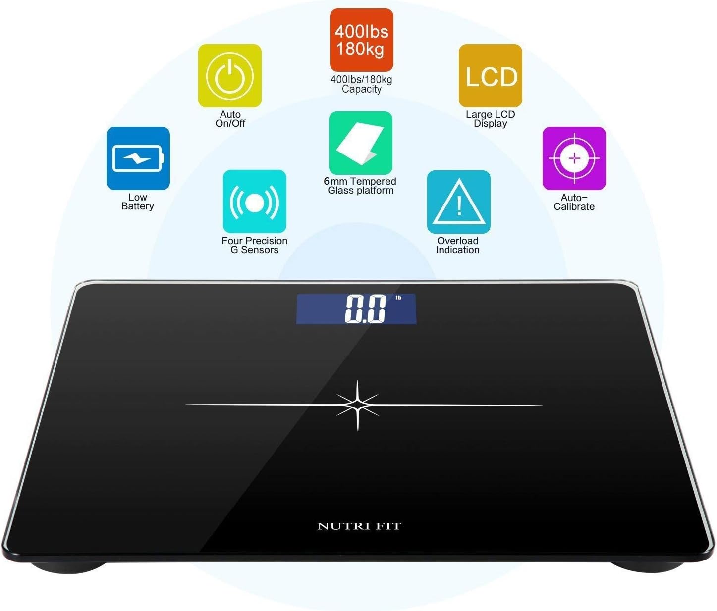 Extra-Wide Ultra-Thick Digital Body Weight Bathroom Scale Black | 0.1lb Discrepancy, 400lb Capacity, 3'' Easy Read