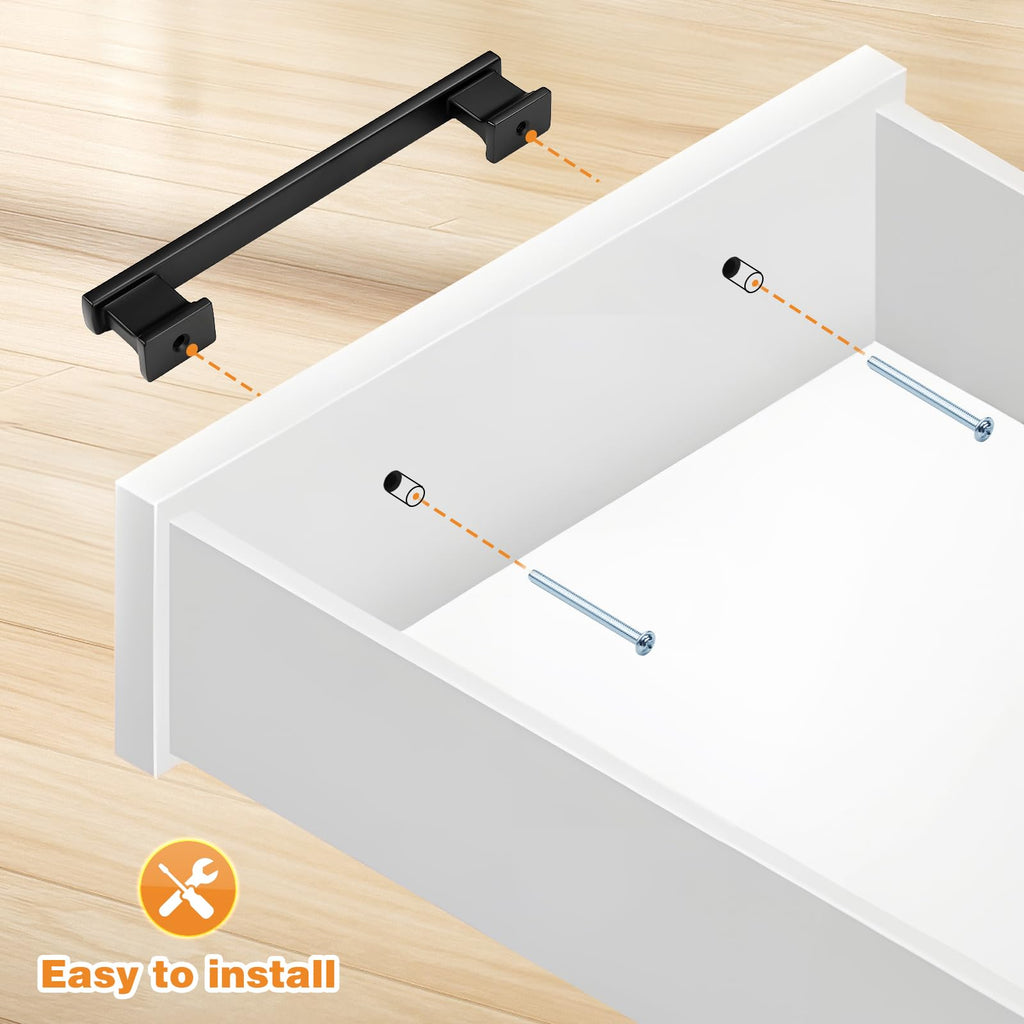20 Pack Matte Black Kitchen Cabinet Pulls 6.3 Inch (160mm) Hole Centers Cabinet Pulls for Cabinets Cupboard Handles