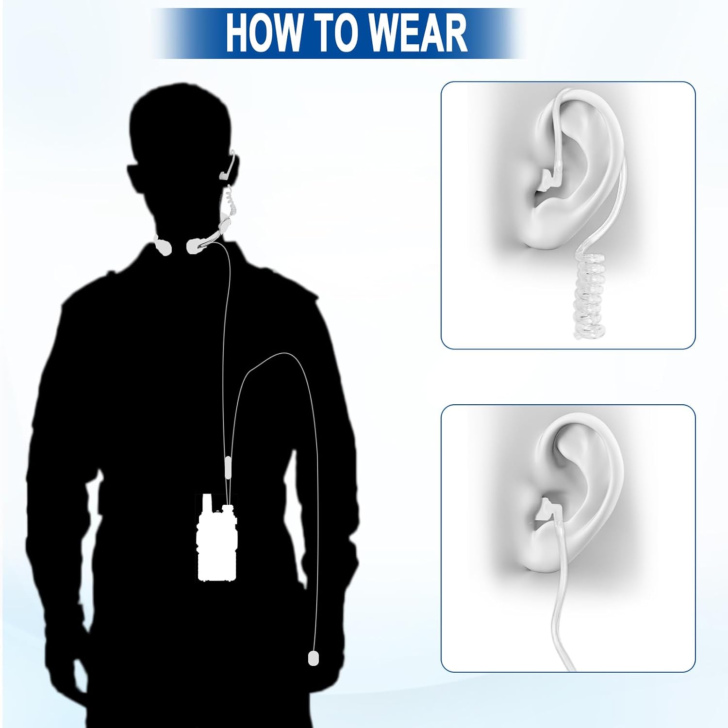 Tactical Throat Mic Headset Earpiece for Baofeng UV5R UV5R+ BF-888S | 1-Pack Walkie Talkie Acoutic Tube Earpiece PTT