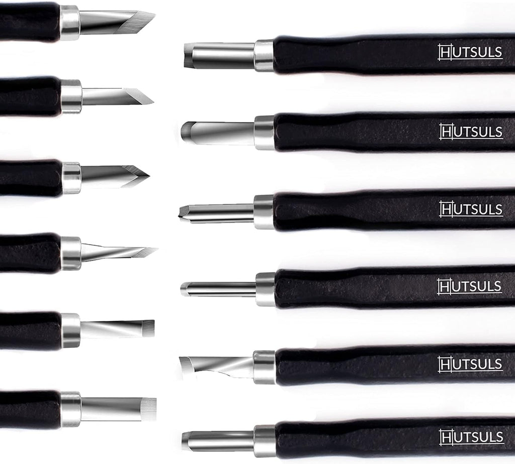 Wood Carving Tools Set - Easy to Use 12 pcs Mini Wood Chisel Beginner Wood Carving Kit for Adults & Kids Carving Kit