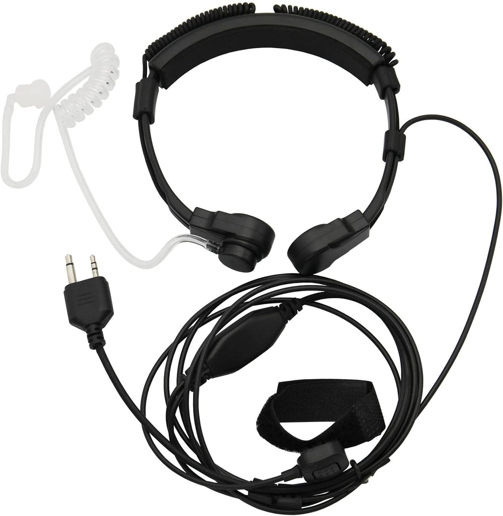 Flexible Throat Mic Microphone Covert Acoustic Tube Tactical Walkie Talkies Earpiece Headset with Finger PTT is