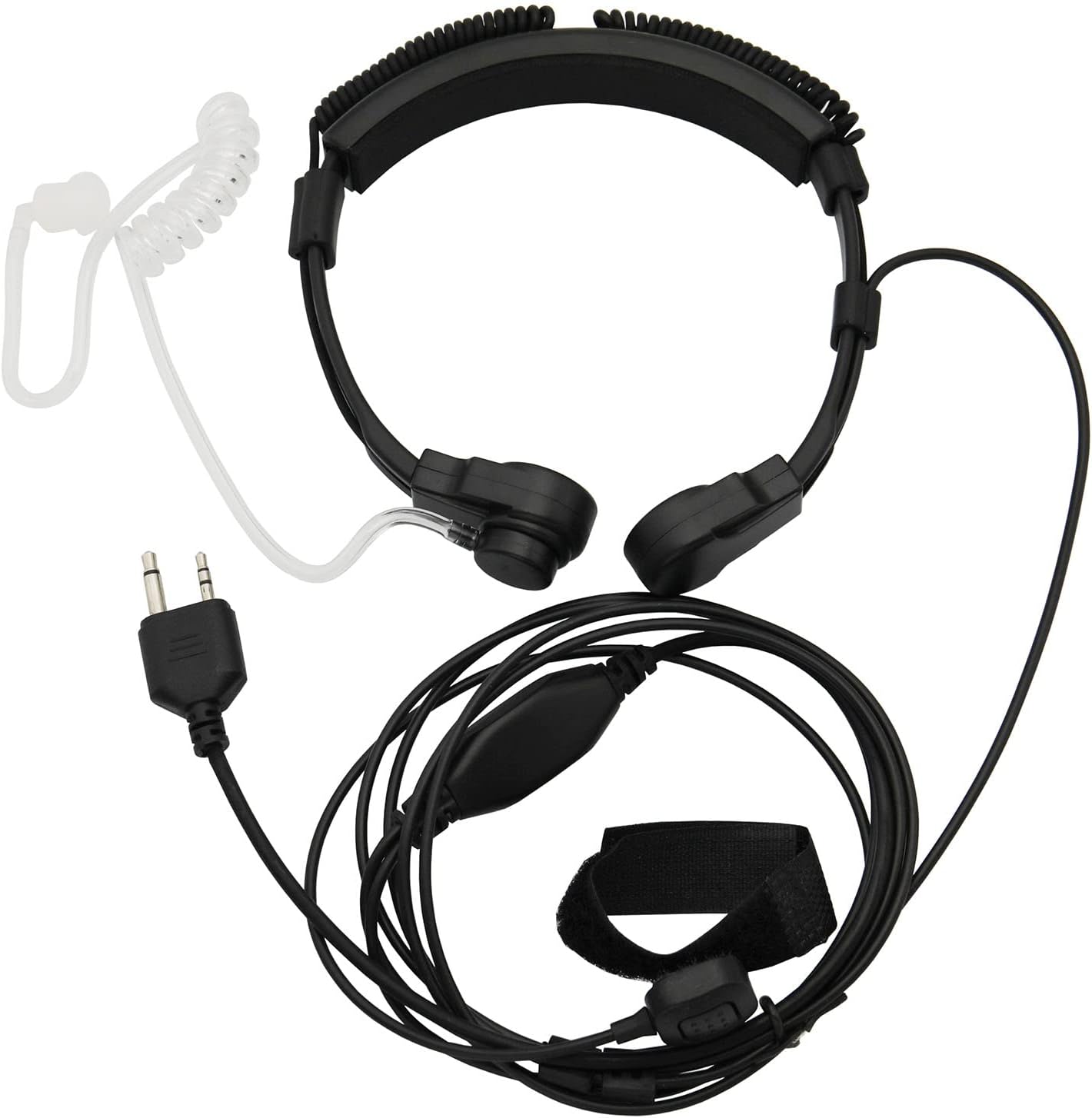 Flexible Throat Mic Microphone Covert Acoustic Tube Tactical Walkie Talkies Earpiece Headset with Finger PTT is