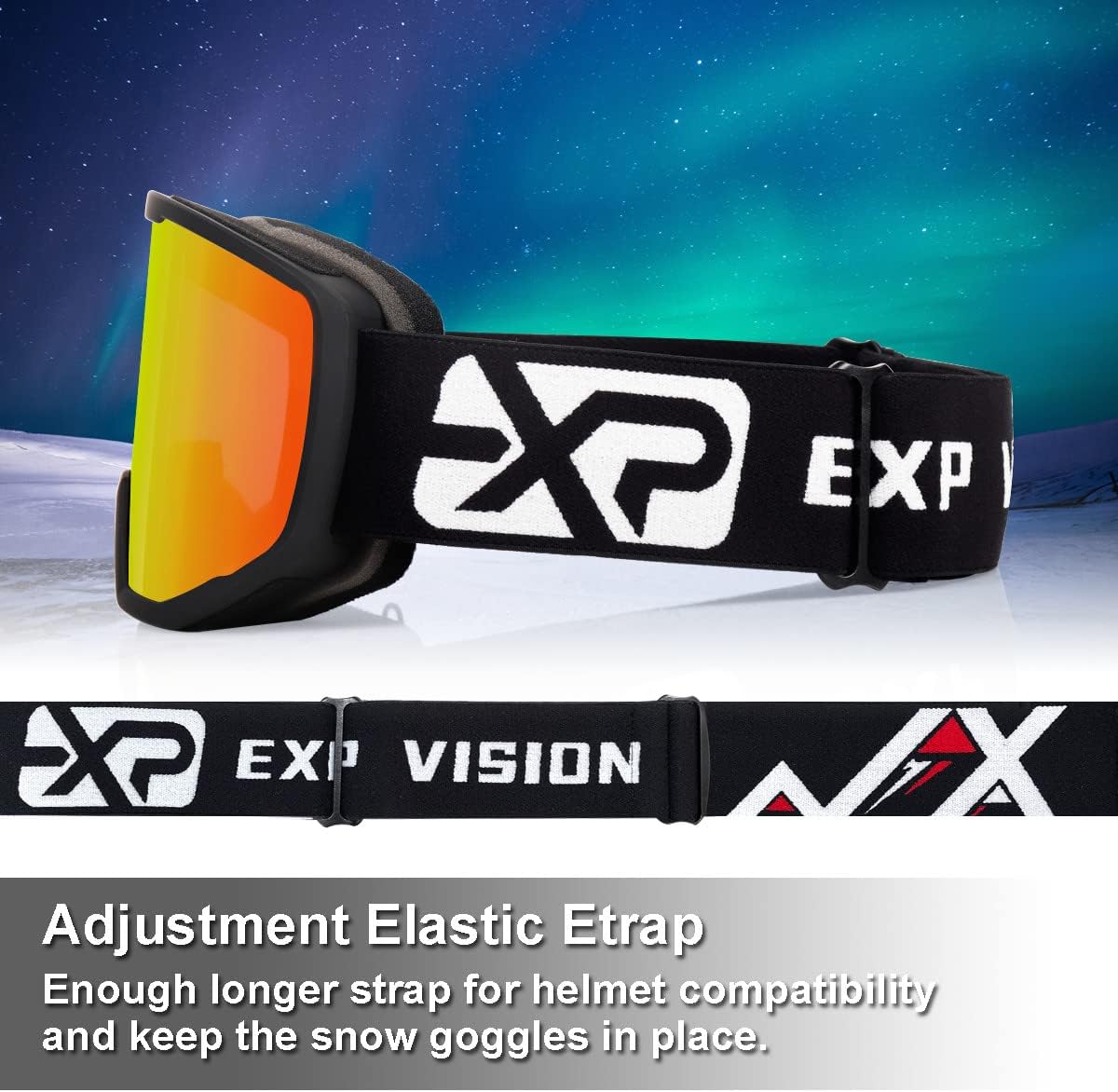 Ski/Snowboard Goggles for Men Women, OTG Snow Goggles Anti Fog UV Protection
