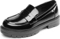Girl's Penny Loafers School Shoes | Chunky Platform Round Toe Comfortable Latex Insole Slip on Uniform Dress Kids