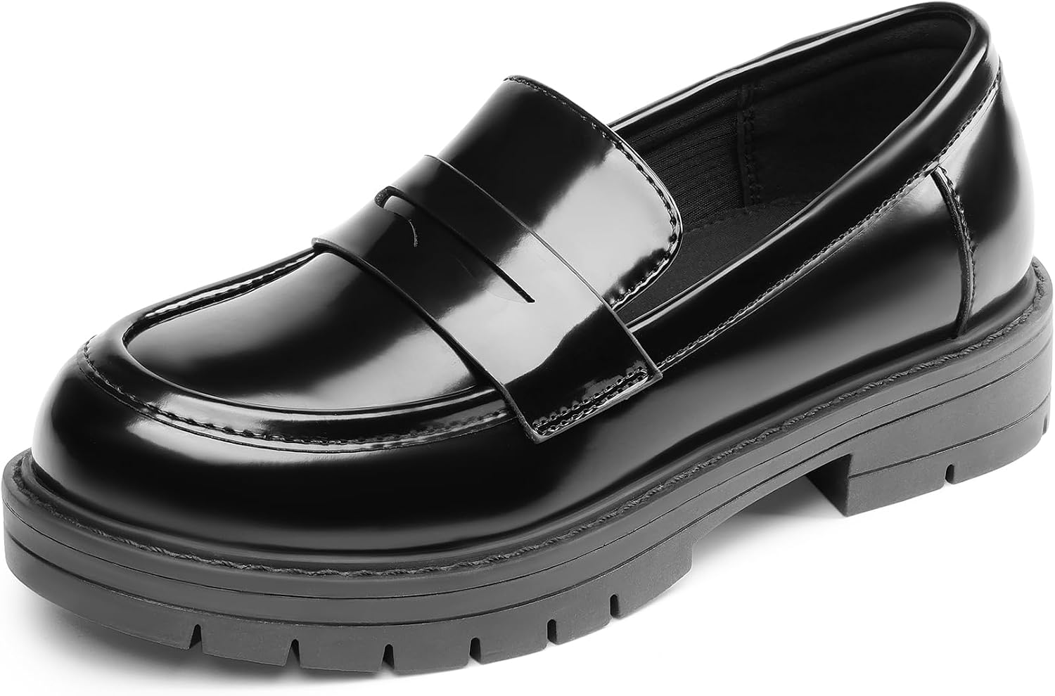 Girl's Penny Loafers School Shoes | Chunky Platform Round Toe Comfortable Latex Insole Slip on Uniform Dress Kids