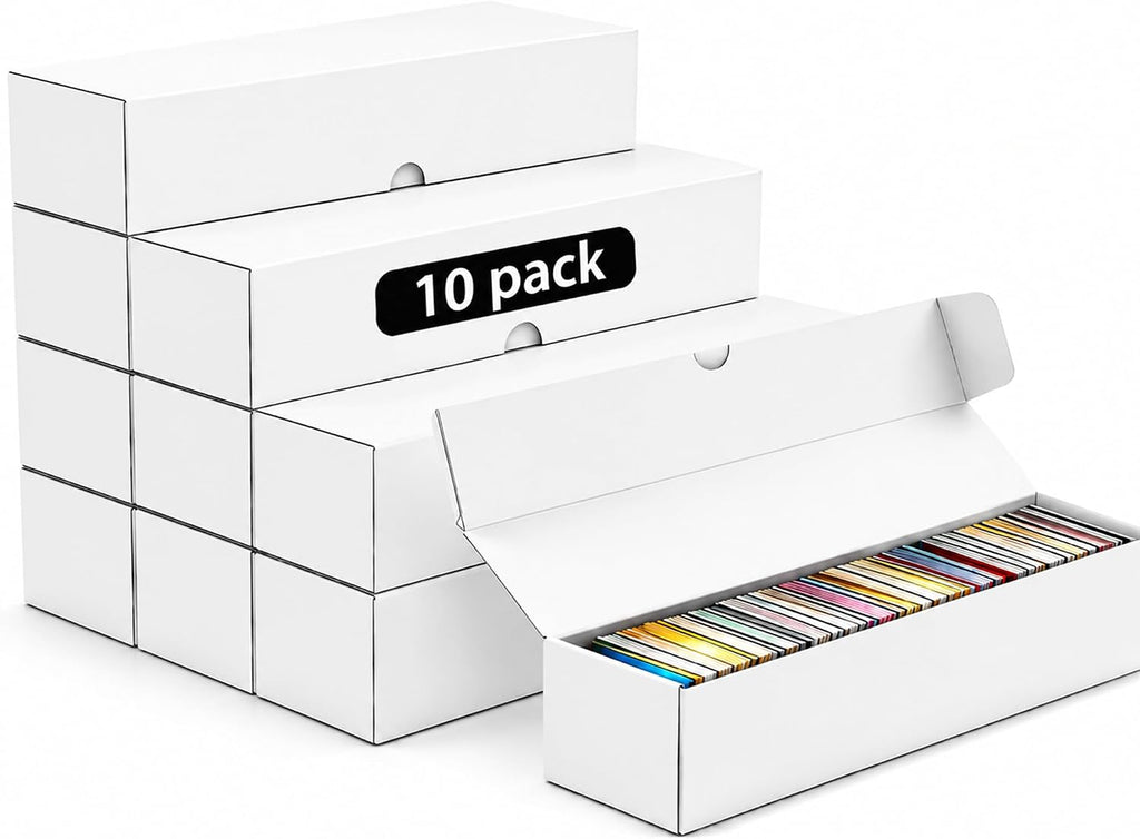 Trading Card Storage Box 10-Pack, 1000 Count Heavy Duty Corrugated Cardboard Box - Bulk Organizer for TCG, MTG,Sports