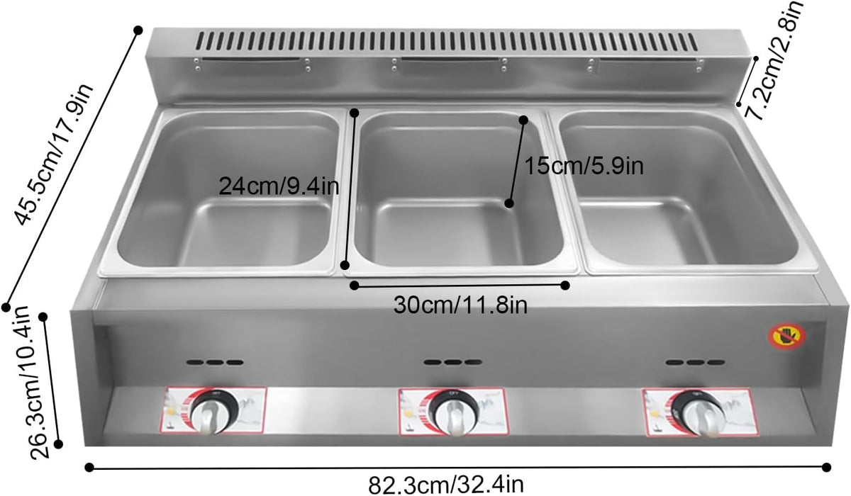 Commercial Countertop 3 Gas Fryer Deep Fryer Propane(LPG) NG Stainless Steel 18L
