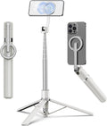 68" Magnetic Aluminum Phone Tripod Selfie Stick for iPhone & Android | Rechargeable Remote,360° Rotatable Foldable