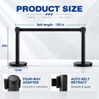 2 Pack 24" Stanchions Black, Low Profile Stanchions Crowd Control