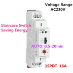 GEYA Staircase Switch Lighting Timer Switch 230VAC 16A Delay Off Relay Light Switch 0.5-20mins Din Rail (GRT8-LS,AC230V)