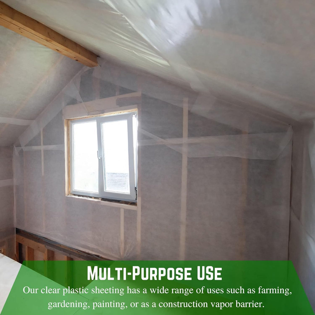 Clear Plastic Sheeting - 8 mil - Thick Plastic Sheeting, Heavy Duty Polyethylene Film, Drop Cloth Vapor Barrier