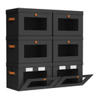 Small Closet Storage Bins - Closet Shelf Organizer with Open Window, 6 Pack, Black