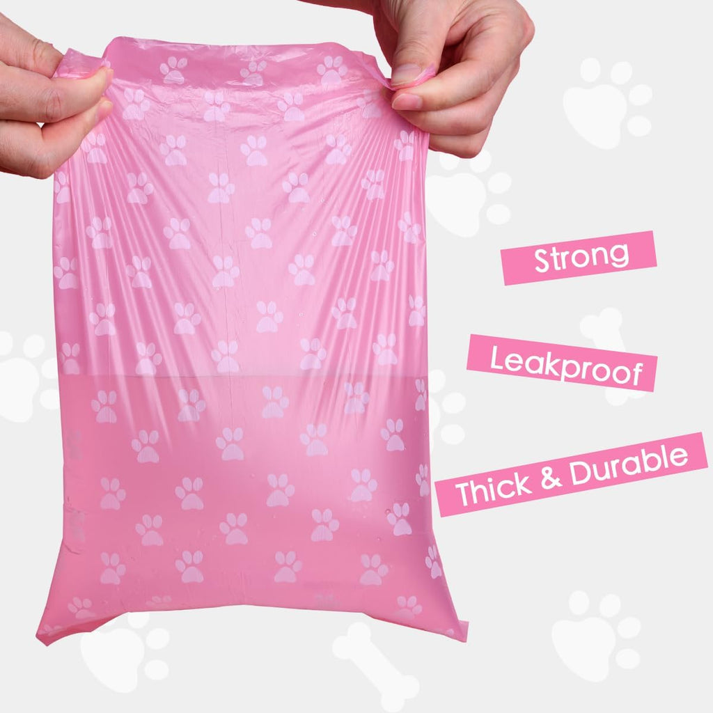 Poop Bags Rolls 256 Count - 9x13 Inches Pink Thickened Leakproof Lavender scent Poo Bags for Dogs, Eco-Friendly Pet