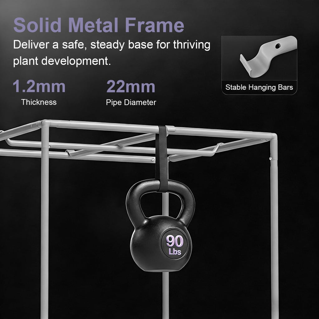 Grow Tent, Black 48“X48 X80 High Reflective Mylar Canvas with Observation Window and Floor Tray for Hydroponic Indoor