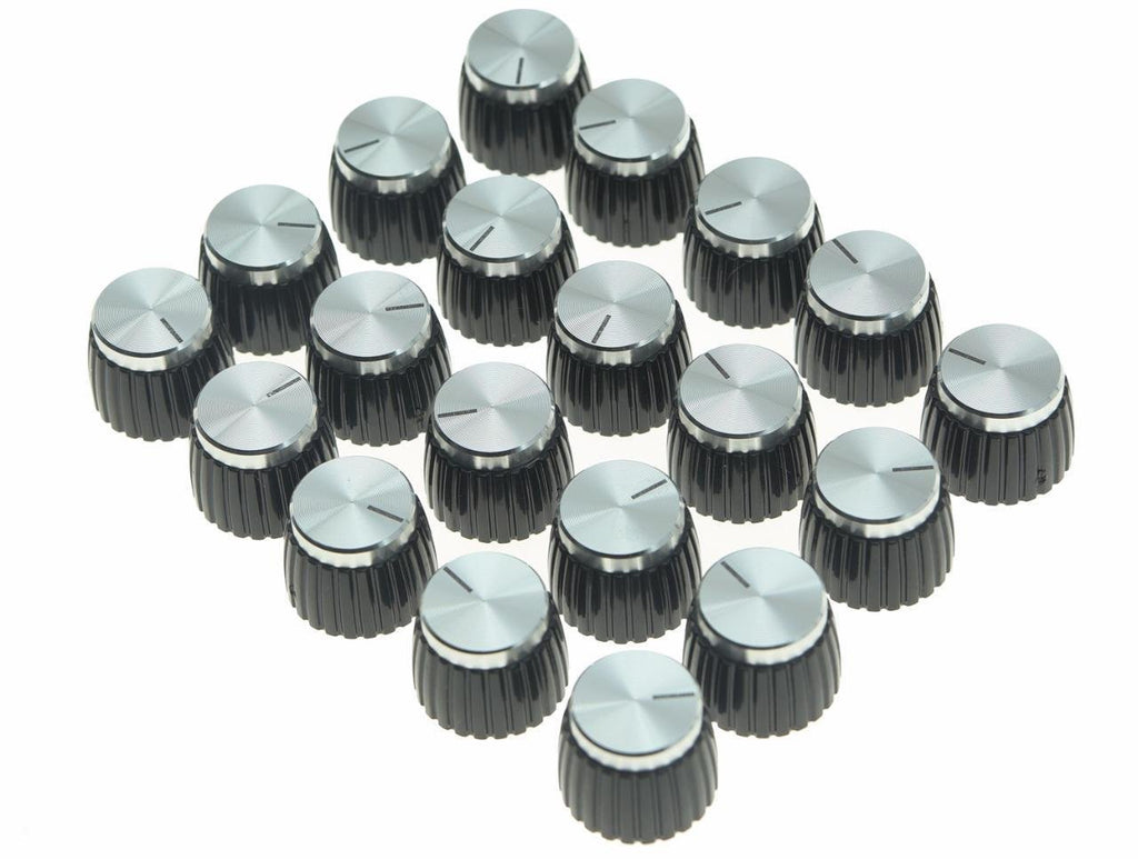 Dopro 20pcs Guitar AMP Amplifier Push on fit Knobs Black w/Silver Cap for Marshall Amplifier