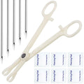 Body Piercing Needles Kits, Disposable Stainless Steel Needles with Forceps Clamp, Suitable for Ear Nose Septum Ear