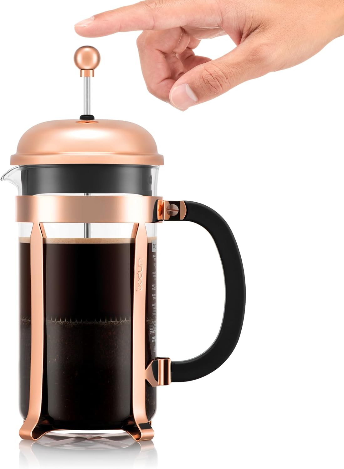 34oz Chambord French Press Coffee Maker, High-Heat Borosilicate Glass, Stainless Steel, Copper – Made in Portugal