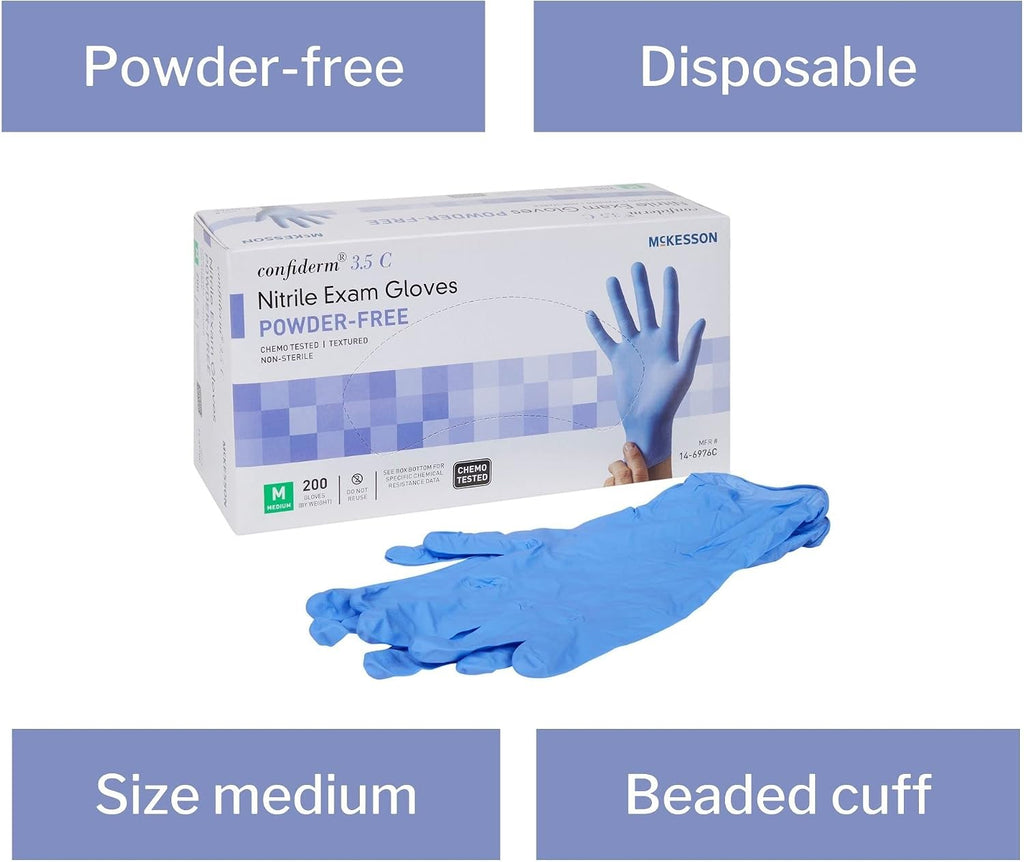 Confiderm 3.5C Nitrile Exam Gloves - Powder-Free, Latex-Free, Ambidextrous, Non-Sterile