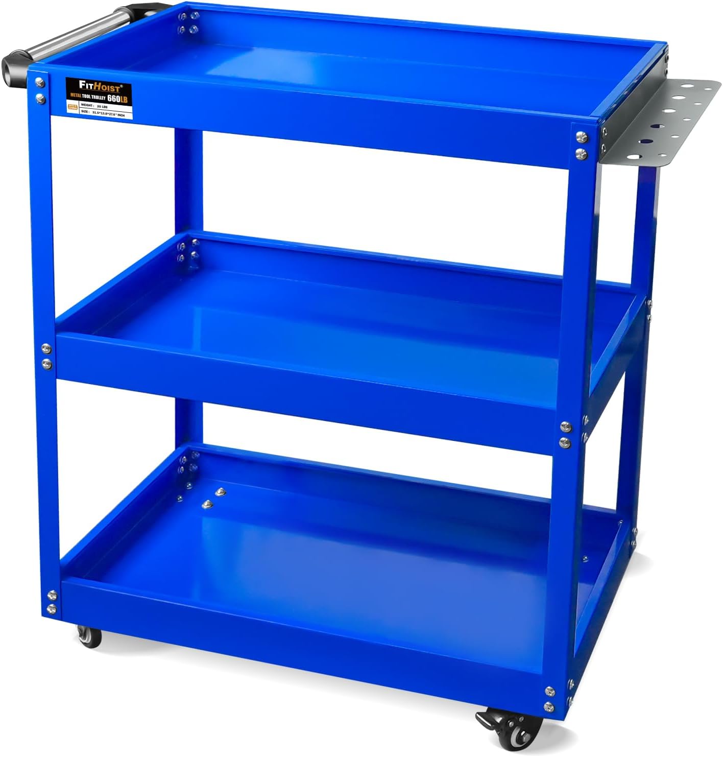 3-Tier Rolling Tool Cart, Thickened 440LBS Metal Mechanic Tool Cart on Wheels, Heavy Duty Rolling Carts with Wheels