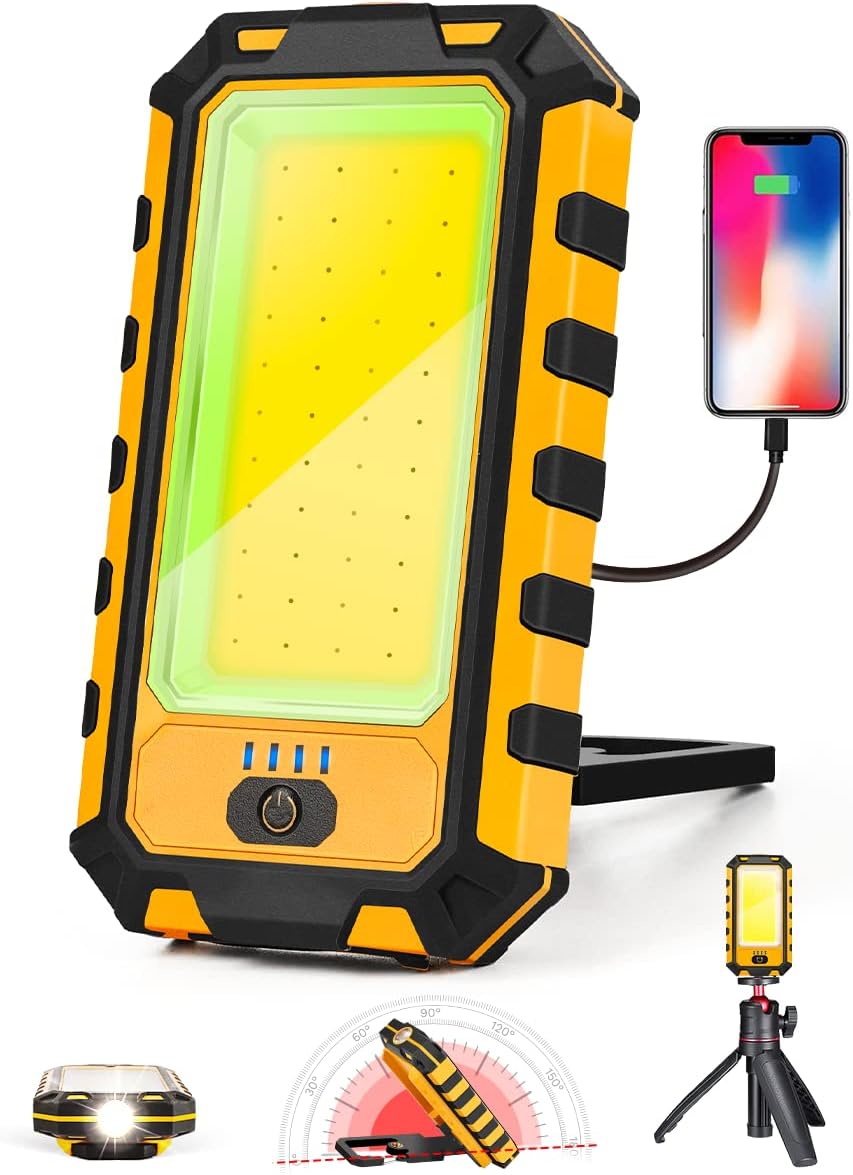 LED Rechargeable Magnetic Work Light 1500Lumens, Hanging Hook 4 Lighting Modes, Job Site Lighting for Car Repairing