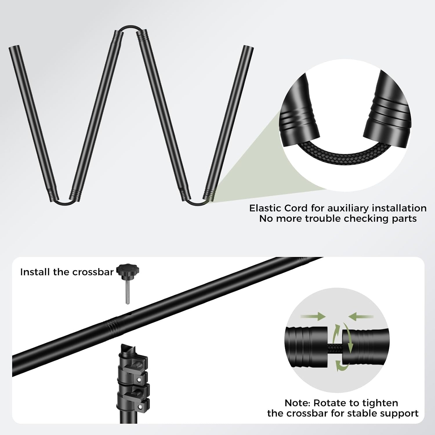 5x6.5ft Green Screen Backdrop Kit with T-Shape Stand and 6 Clamps | Reverse folding base for easy storage &