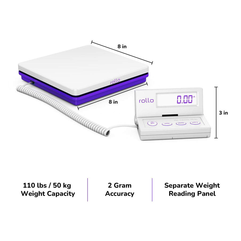 Shipping Scale for Packages - Digital Postal Scale (110 Lb Max) | Hold and Tare Functions - Includes AC Adapter and