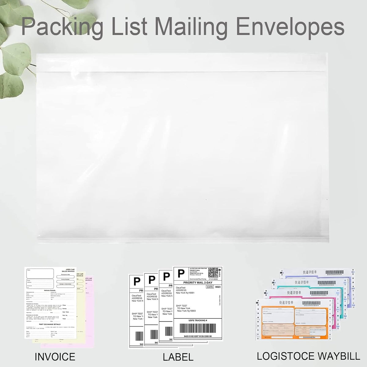 7.5'' X 5.5'' Packing Slip Envelope Pouches, Shipping Label Sleeves, Top Loading Packing List Mailing Envelopes