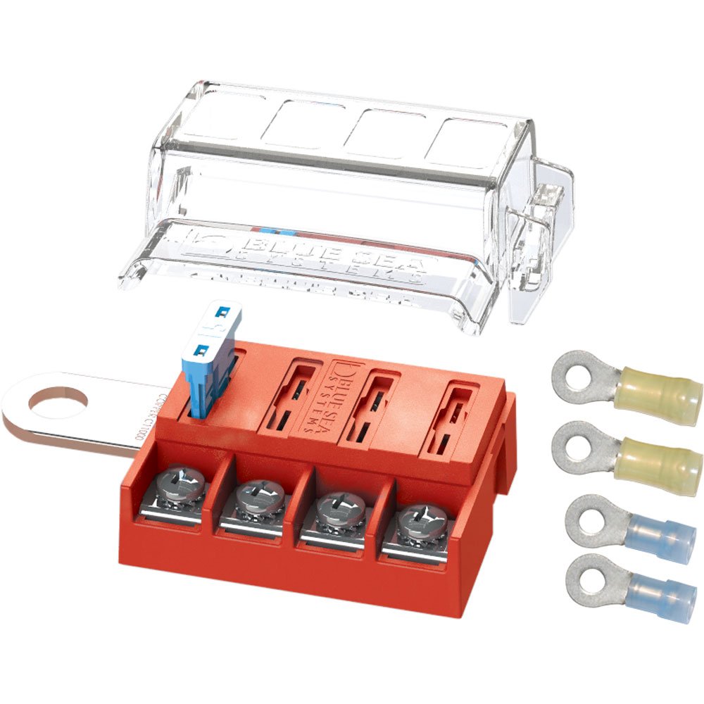 ST Blade Battery Terminal Fuse Block 4 Way Circuit with Cover, 100 Amps, 5023