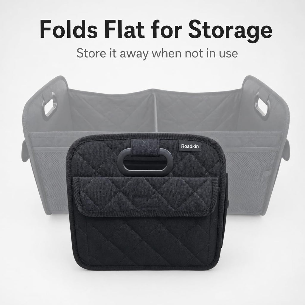 Car Organizer Caddy Oxford Quilted Trunk Organizer, Waterproof Storage Tote with Handles for Front Seat, Backseat
