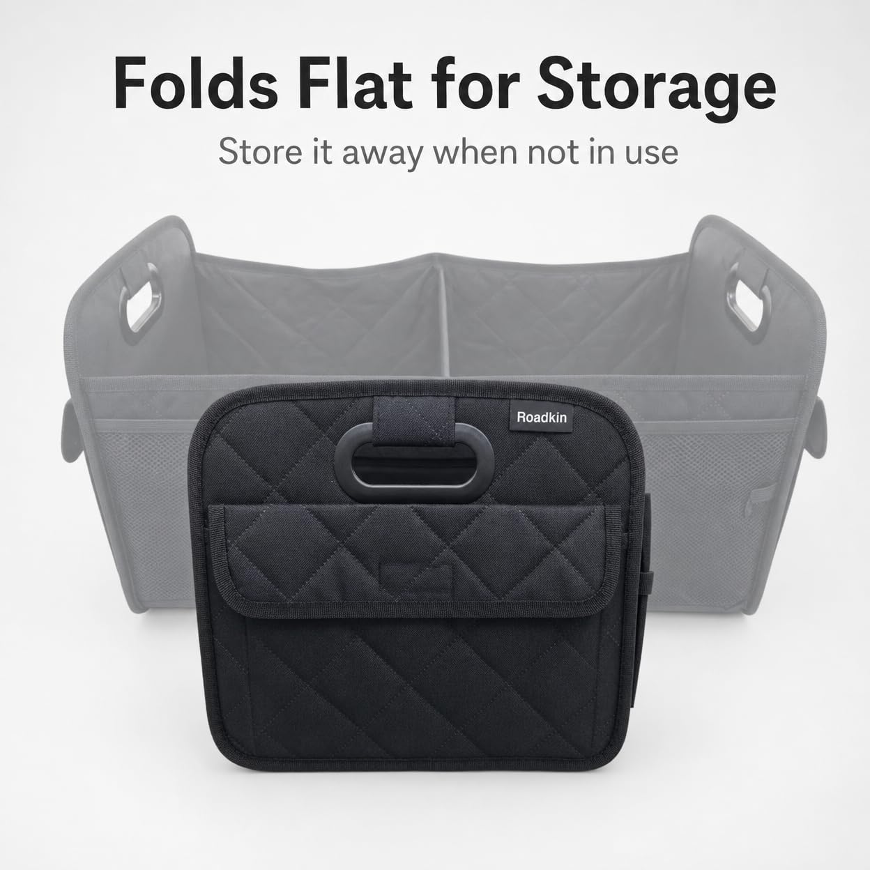 Car Organizer Caddy Oxford Quilted Trunk Organizer, Waterproof Storage Tote with Handles for Front Seat, Backseat