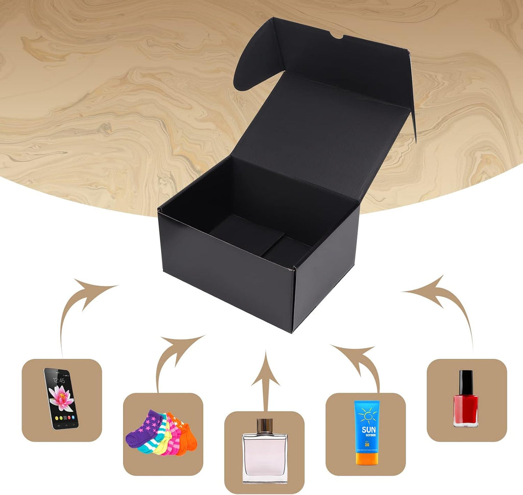 8x6x4 Black Small Shipping Boxes, 20 Packs Corrugated Cardboard Mailer Boxes for Packaging Small Business Mailing