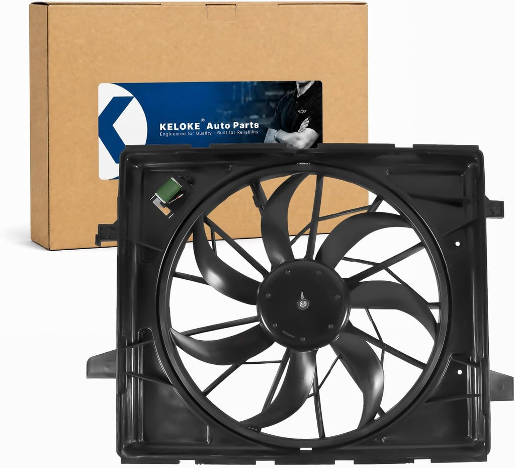 KELOKE Engine Radiator Cooling Fan Assembly Compatible with Dodge & Jeep