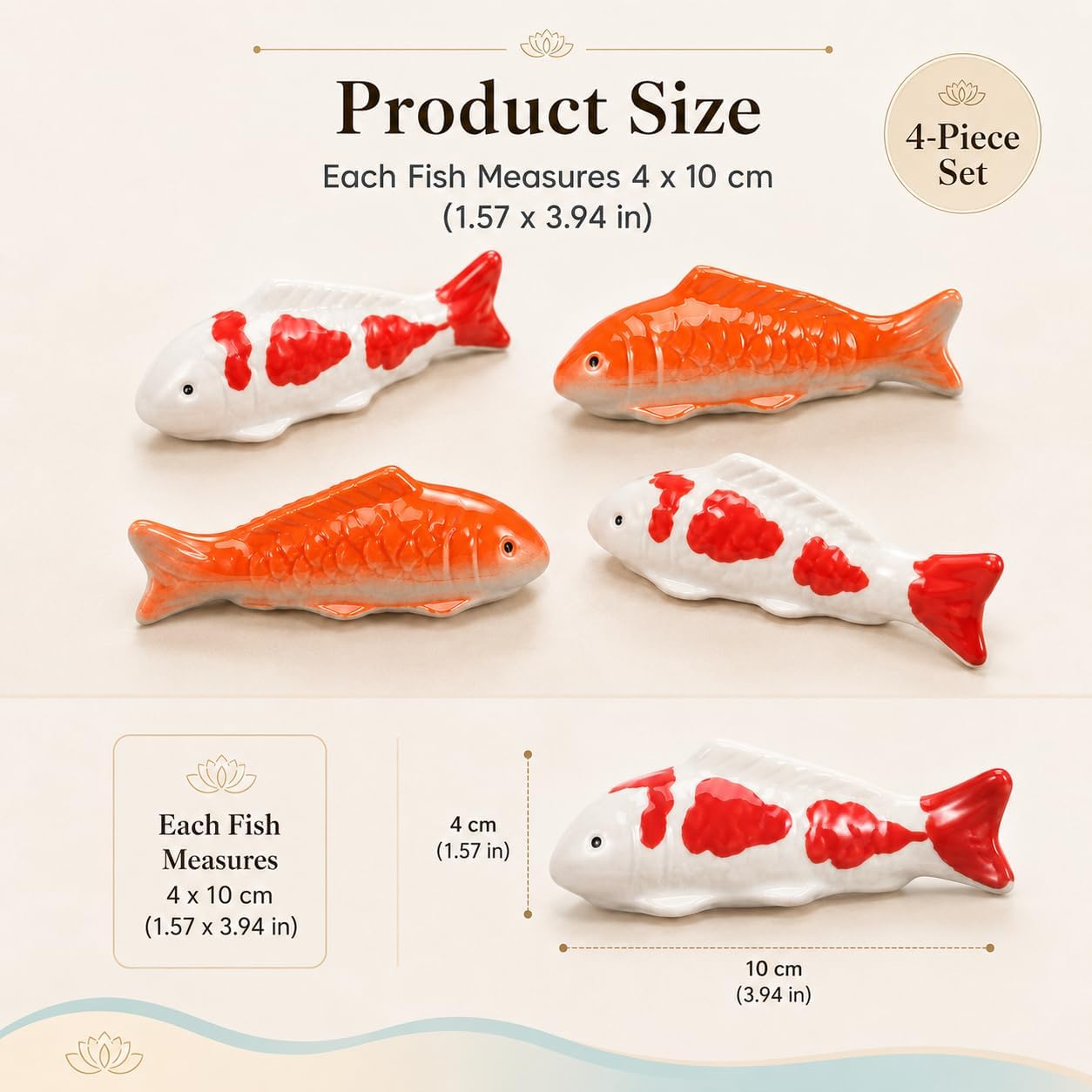 4pcs Koi Fish Decor Floating Ceramic: Aquarium Ornaments Figurines for Tank Bowl Pond Desktop Water Feature Garden