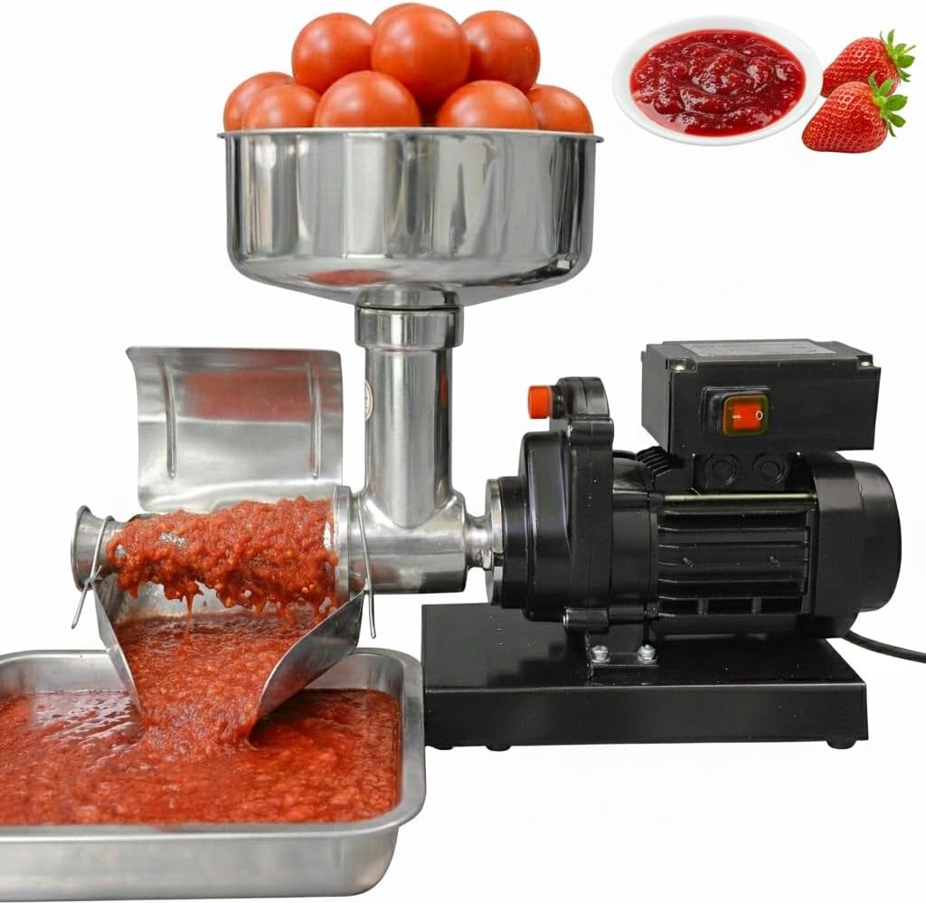 Electric Stainless Steel Jam Maker – Commercial Food Strainer & Sauce Maker with Adjustable Trough, Quiet Operation –
