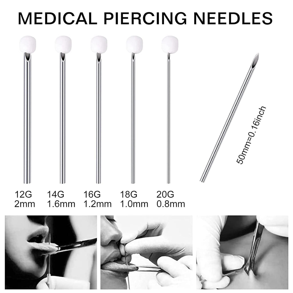 Ear Nose Piercing Catheter - Lyuxzad 50Pcs Mixed Piercing Catheter 12G 14G 16G 18G and 20G Hollow Stainless Steel for