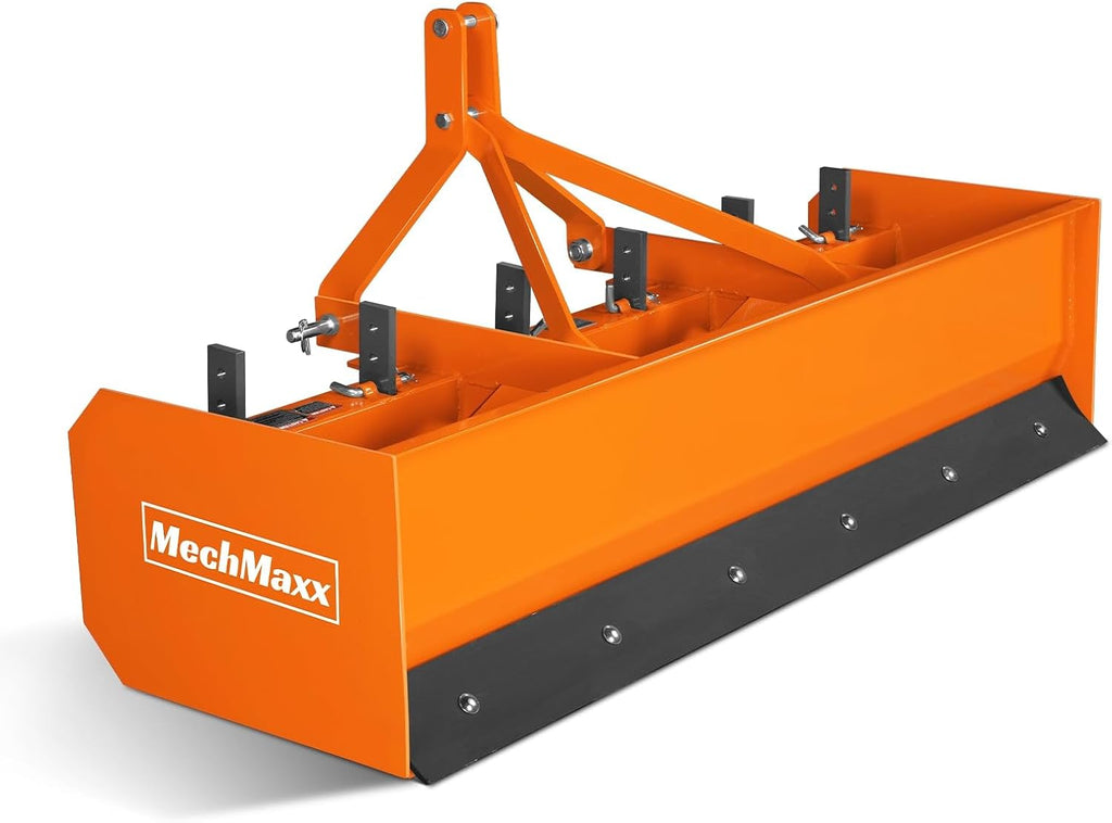 72" Box Blade Scraper with 6 Shanks 3 Point Hitch Tractor Attachment, Model BB72