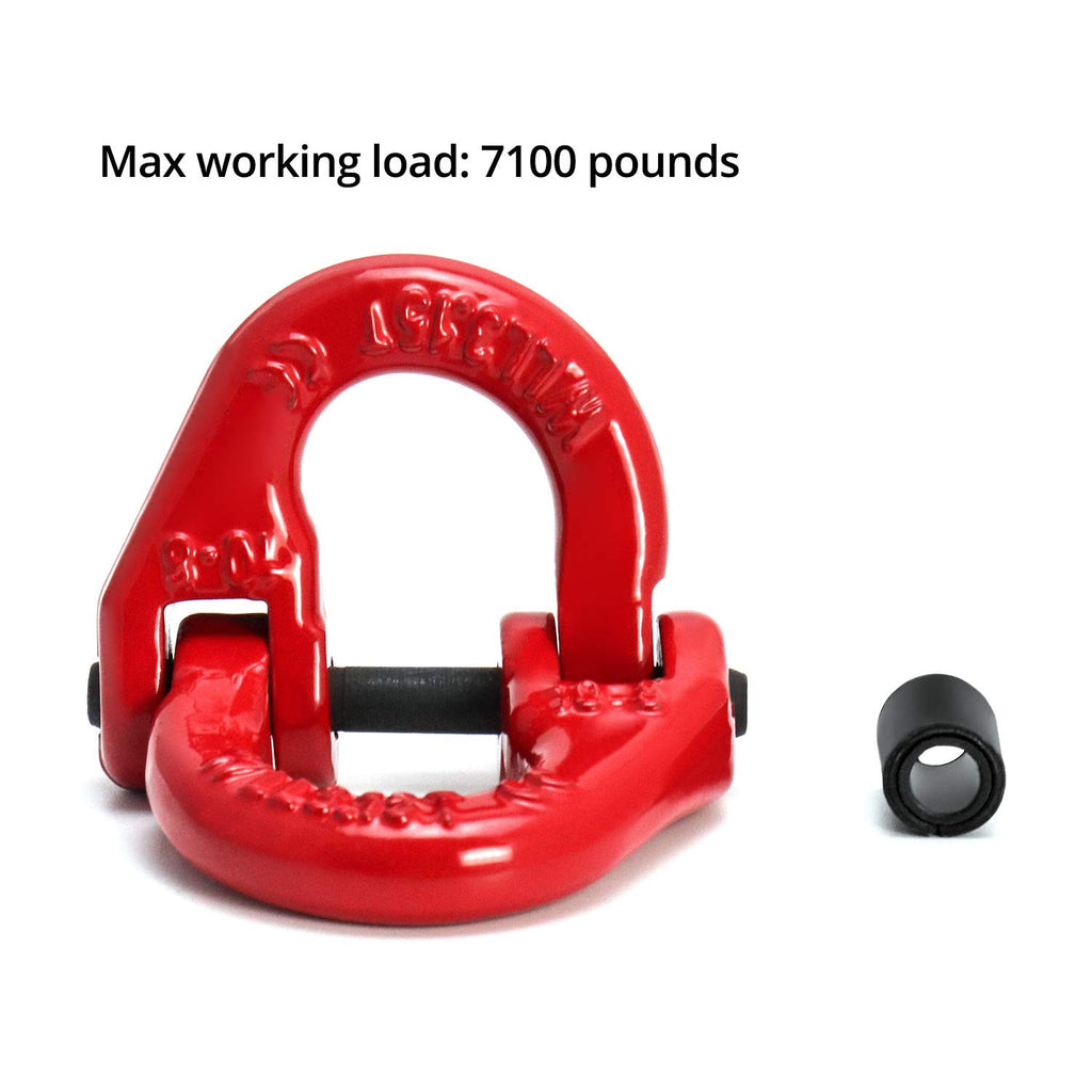 QWORK G80 Alloy Steel Hammerlock Coupling Link Connecting Link, 3/8", Red Painted, 7100 lbs Working Load Limit, 4 Pack