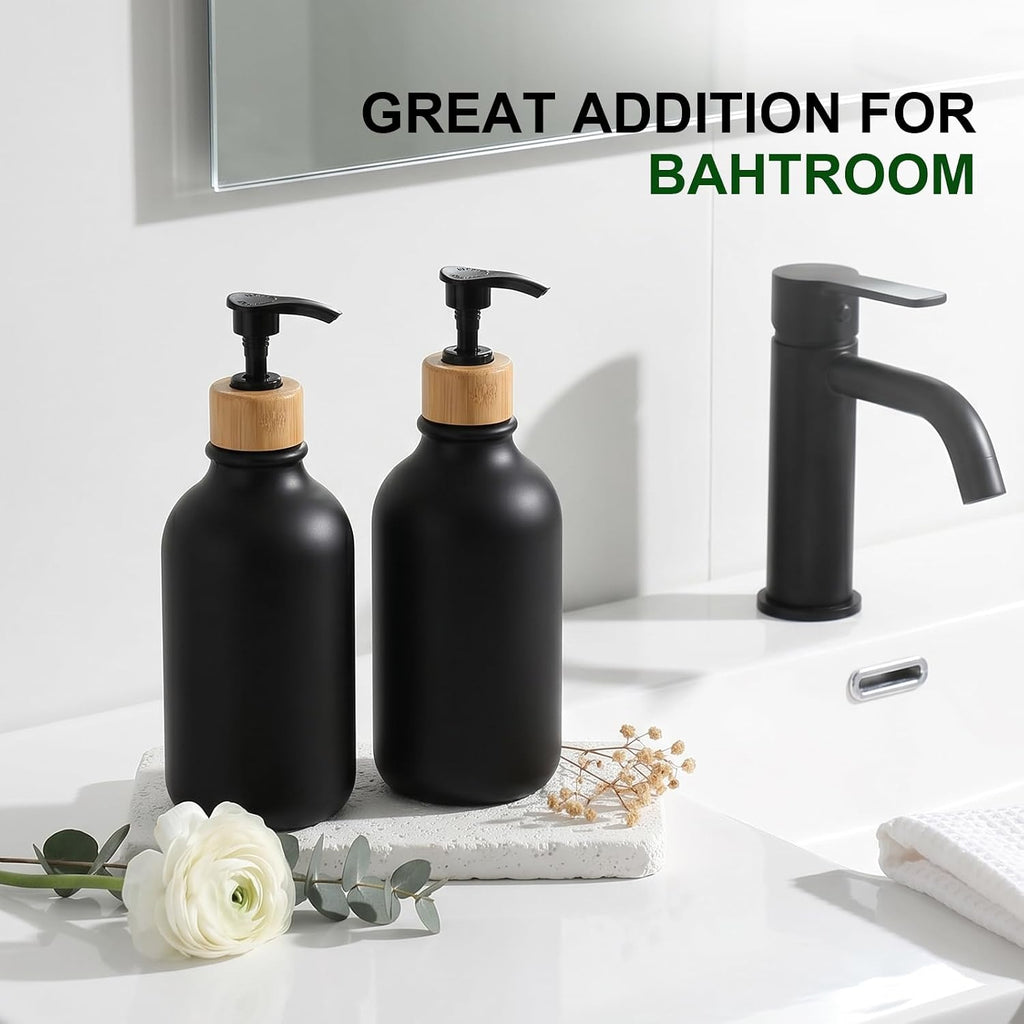 Hand Soap Dispenser Bathroom, Black Dish Soap Dispenser for Kitchen, 17 Fl Oz Plastic Hand and Dish Soap Dispensers