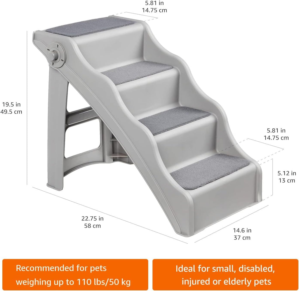 Foldable Non-Slip Pet Stairs for Small Dogs and Cats, Senior Pets, Easy to Climb, 14.6" x 22.75" x 19.5", Grey