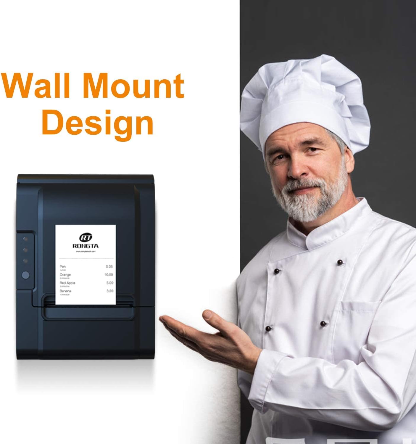 POS Printer, 80mm USB Thermal Receipt Printer, Restaurant Kitchen Printer with Auto Cutter Support Cash Drawer,USB