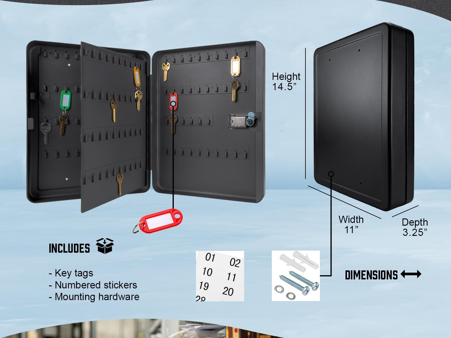 Wall Mount Key Cabinet with Combination Code – Steel Locking Key Organizer Box for Home, Office, Business, Rental