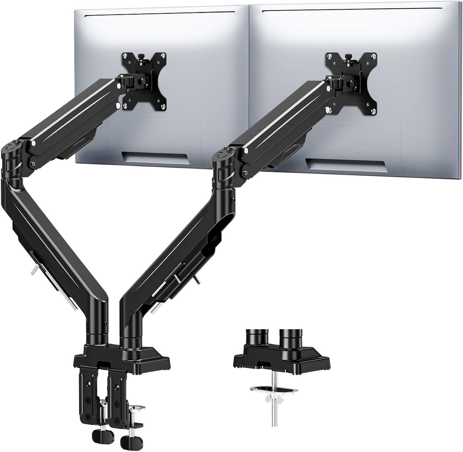 Dual Monitor Stand for Max 43 inch Screens, Ultrawide Monitor Arm Height Adjustable, Heavy Duty Dual Monitor Mount