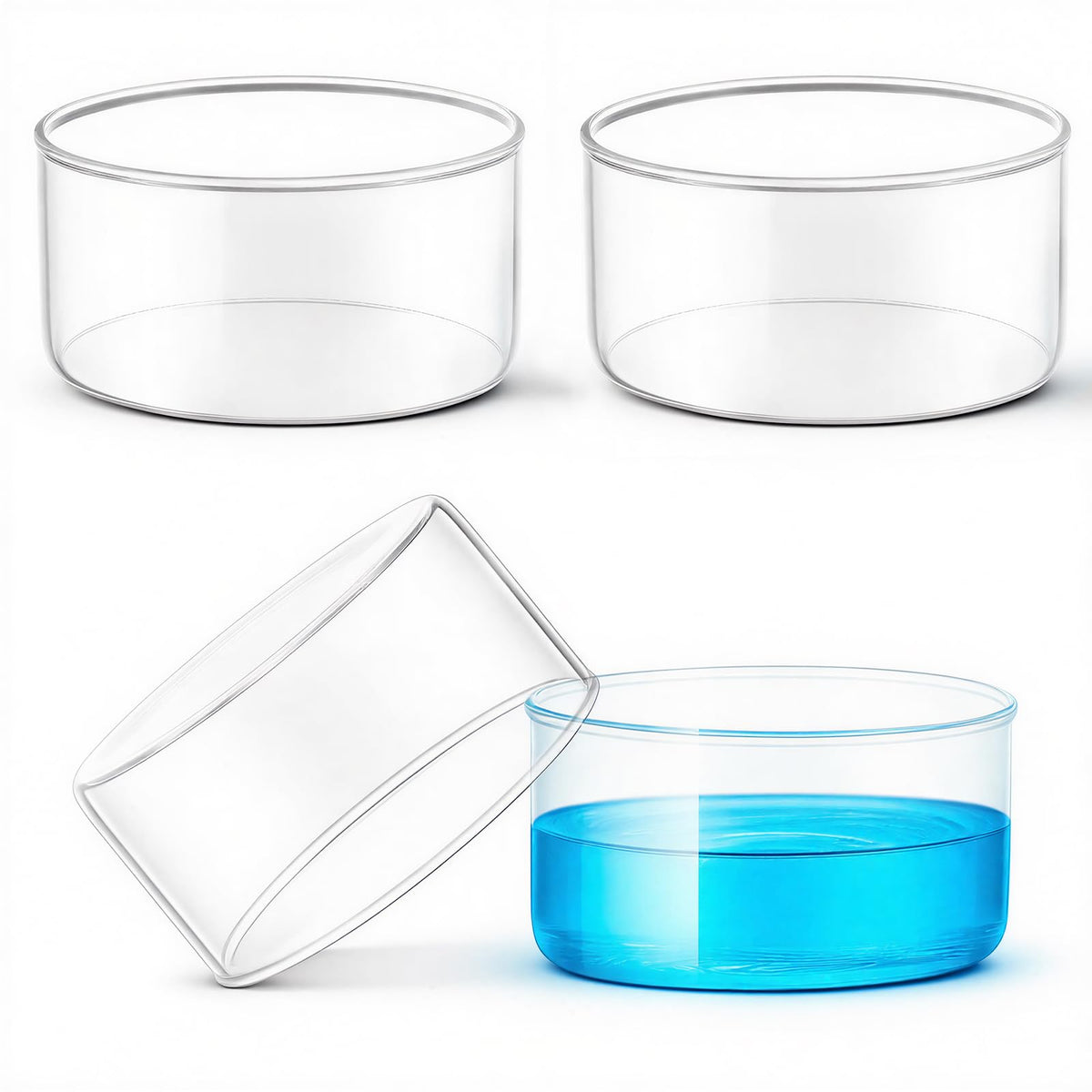 4 Pcs Glass Petri Dish, Crystallization Dishes, 740 ml Borosilicate