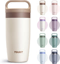 Travel Coffee Mug 16 oz,Leakproof 2-Part Drink Lid Tumbler,Off-White | Coffee Tumbler Cup, Insulated Stainless Steel