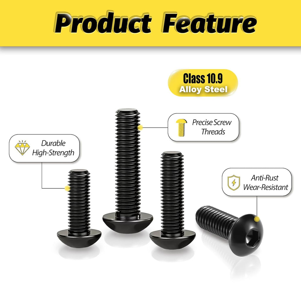 KADRICK 280PCS M5 Screw Kit,Hex Socket Button Head Screws Length 8MM-30MM