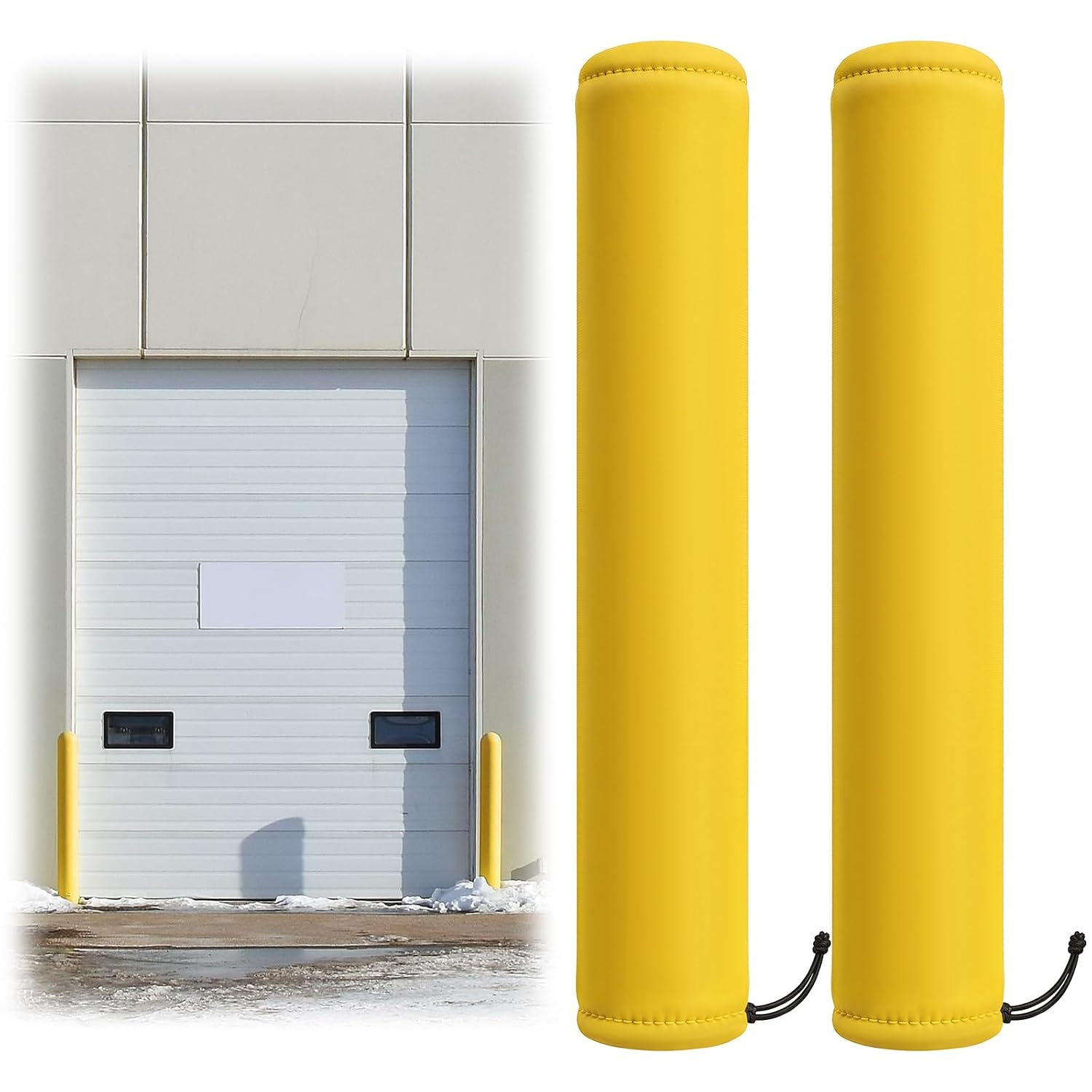 2 Pack Neoprene Safety Bollard Cover, 0.16" Thick Fits up to 60 x 7 Heavy Duty Flat Top Bollard Post Sleeve with