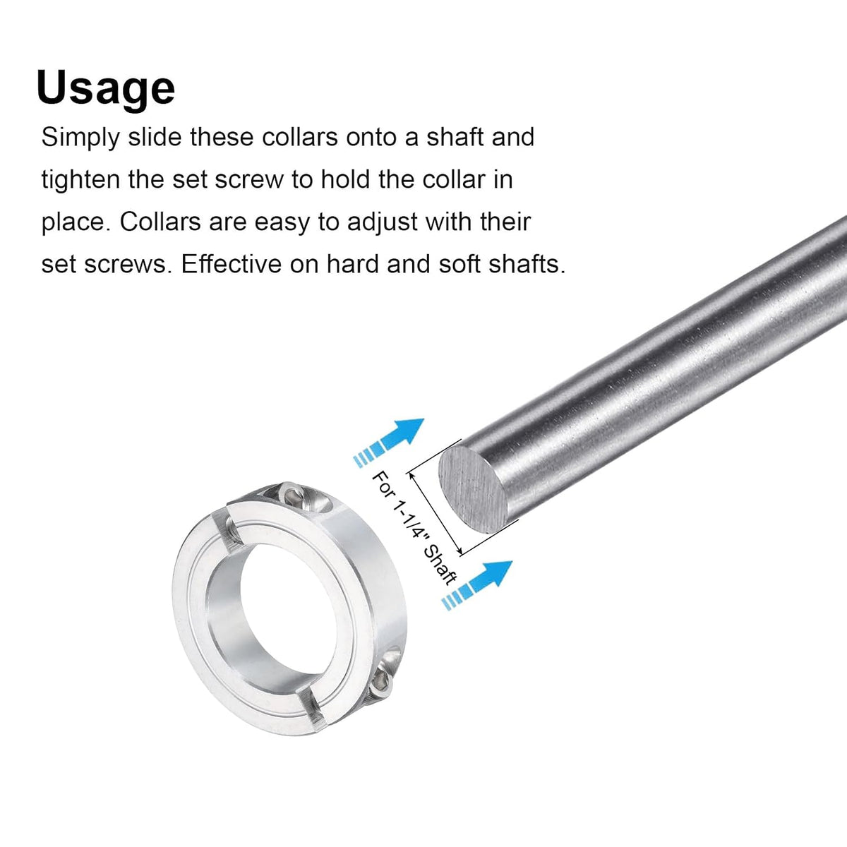 uxcell 2pcs Double Split Clamp-On Shaft Collar 1-1/4" Shaft, Aluminum Alloy