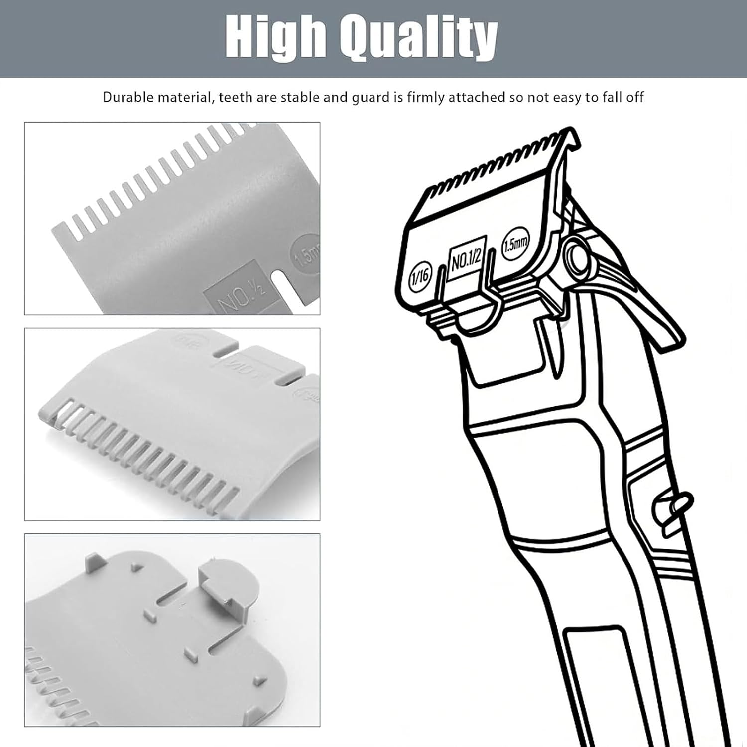 Guard Replacement 1/16" for Wahl Clipper Guards Set Hair Clipper & Trimmer | Clipper Guide Comb #1/2-1/16" (1.5mm)