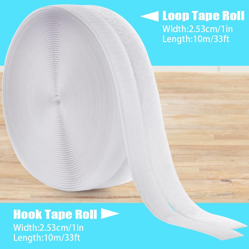 33 Ft Sew on Hook and Loop Tape, 1 Inch Wide Interlocking Tape