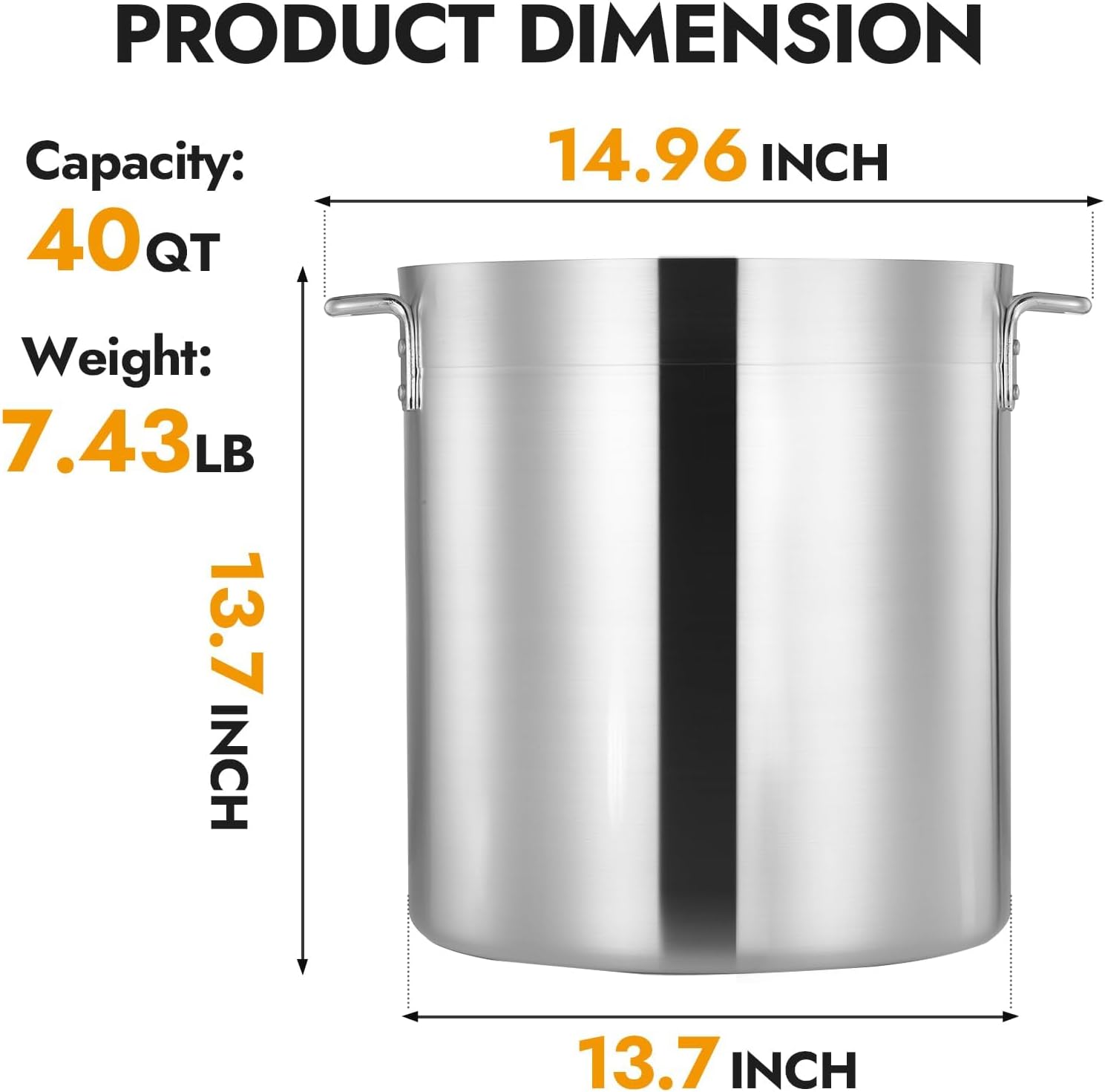 40 Quarts Aluminum Stock Pot with Lid, Heavy Duty Commercial Grade Large Capacity Cooking Pot for Boiling, Stewing